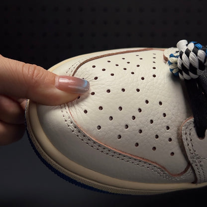 【LJR】Travis Scott × Fragment × Nike Air Jordan 1 Low OG "Sail/Military Blue" LJR