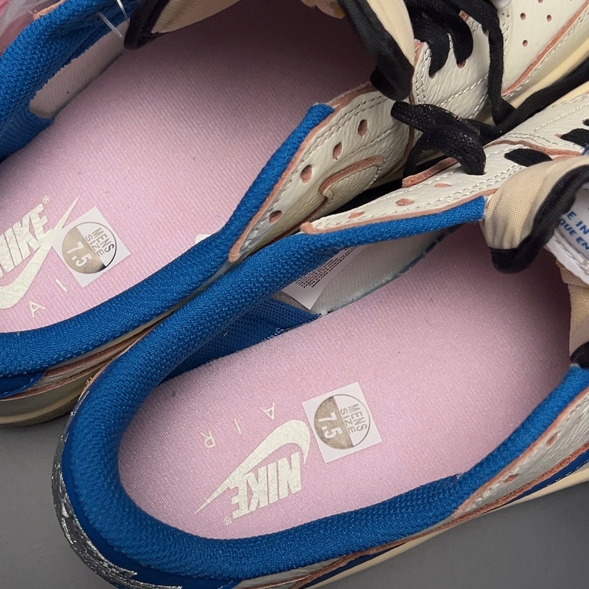 【LJR】Travis Scott × Fragment × Nike Air Jordan 1 Low OG "Sail/Military Blue" LJR