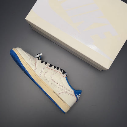 【LJR】Travis Scott × Fragment × Nike Air Jordan 1 Low OG "Sail/Military Blue" LJR