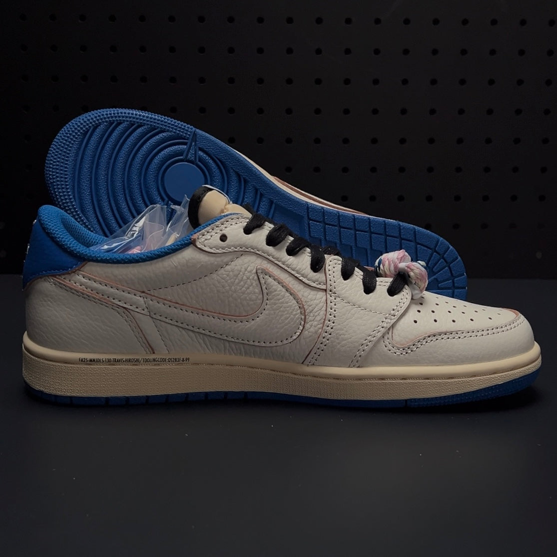 【LJR】Travis Scott × Fragment × Nike Air Jordan 1 Low OG "Sail/Military Blue" LJR