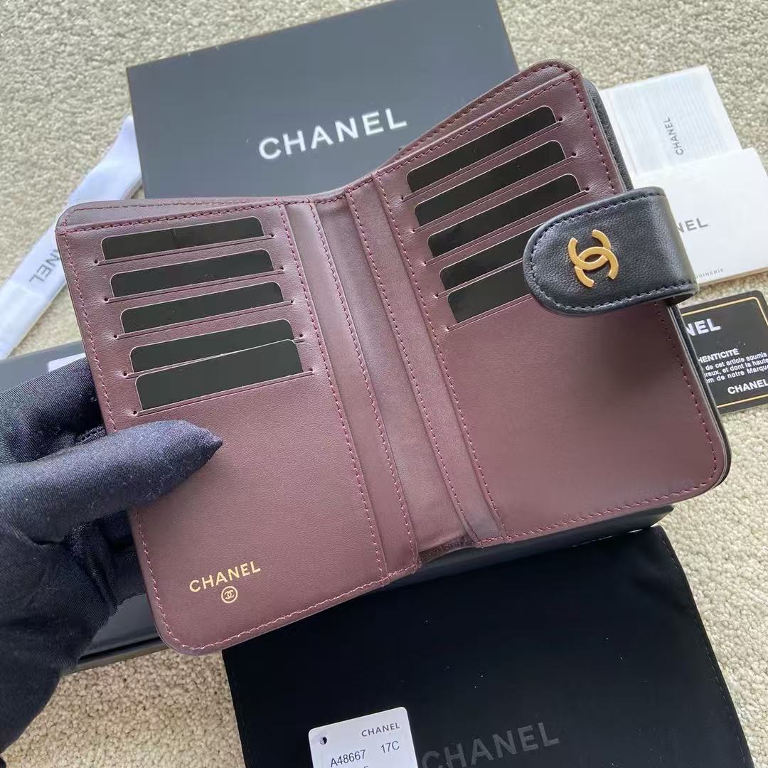 CHANEL Matelassé Coco Mark Bifold Wallet A48667