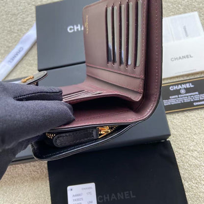 CHANEL Matelassé Coco Mark Bifold Wallet A48667