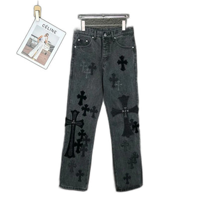 Chrome Hearts style x Sex Records denim pants