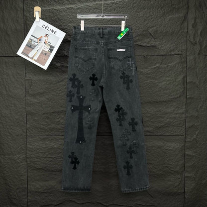 Chrome Hearts style x Sex Records denim pants
