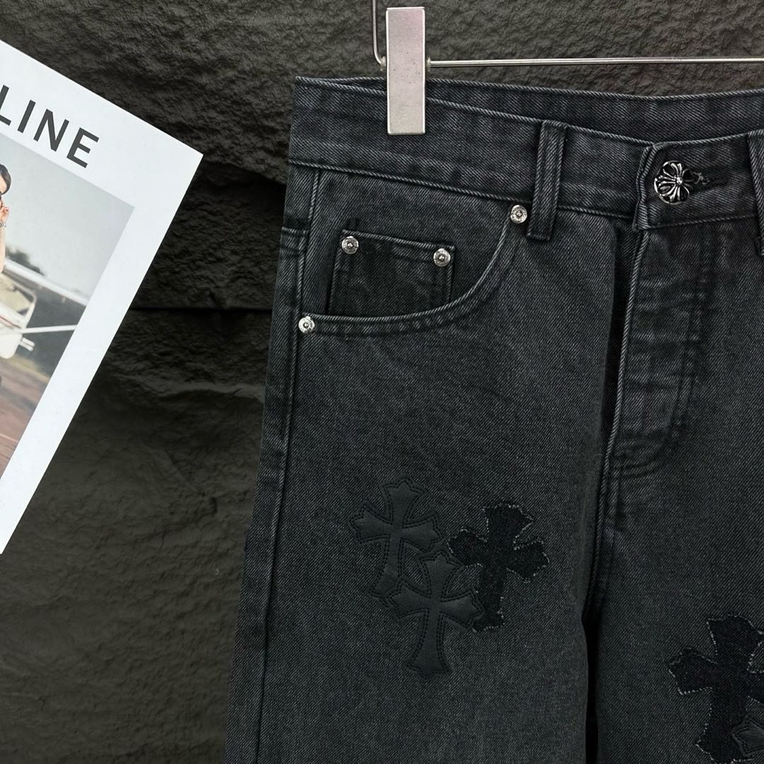 Chrome Hearts style x Sex Records denim pants