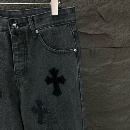 Chrome Hearts style x Sex Records denim pants