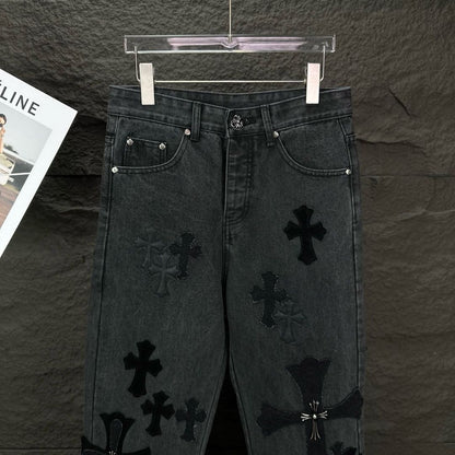 Chrome Hearts style x Sex Records denim pants