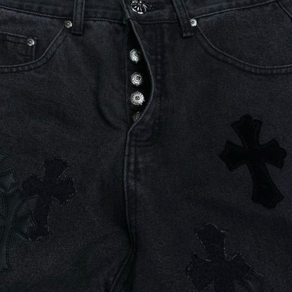 Chrome Hearts style x Sex Records denim pants