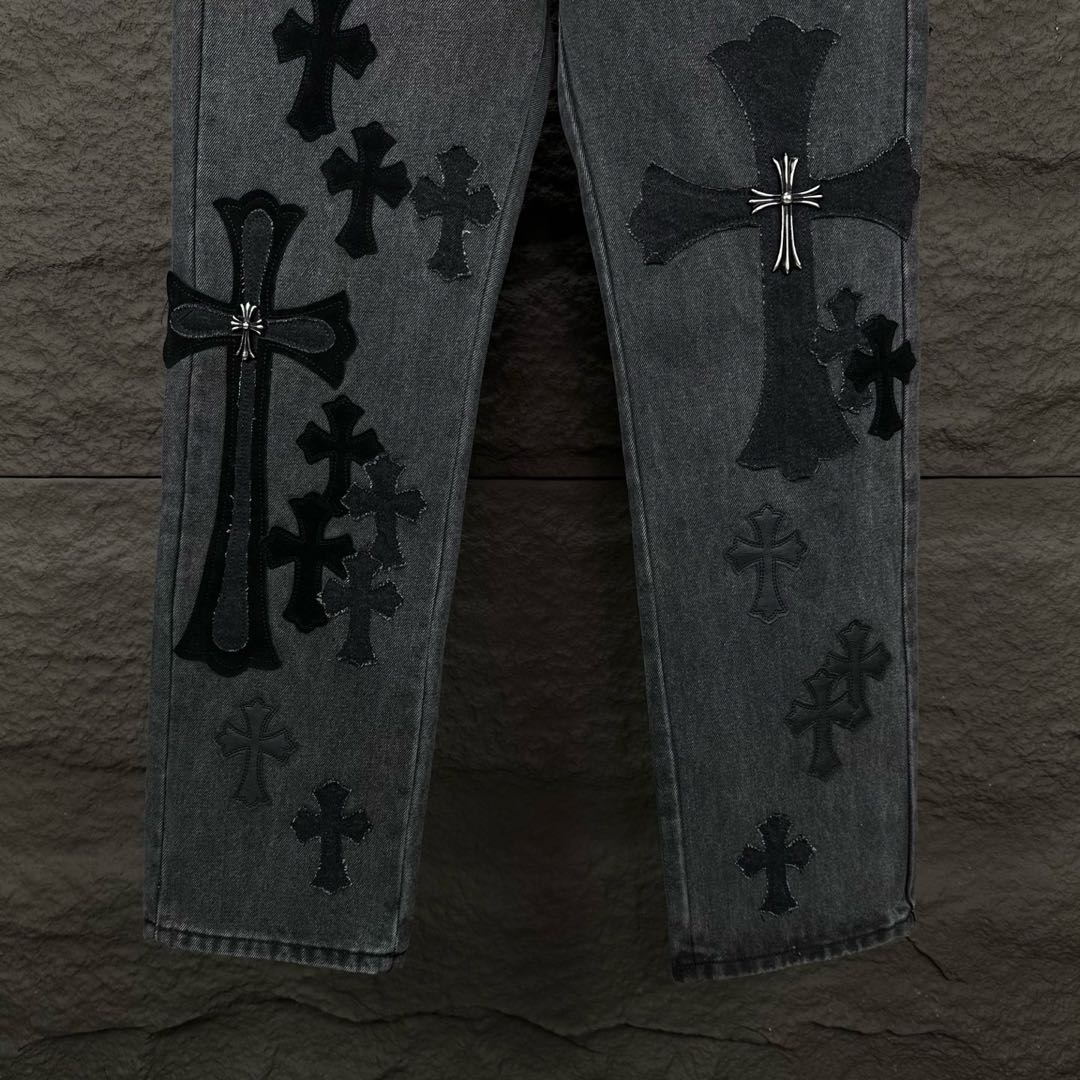 Chrome Hearts style x Sex Records denim pants