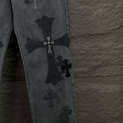 Chrome Hearts style x Sex Records denim pants