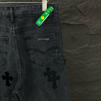 Chrome Hearts style x Sex Records denim pants
