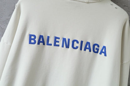 Balenciaga Back Zip-up Hoodie Regular Fit in Dirty White/blue