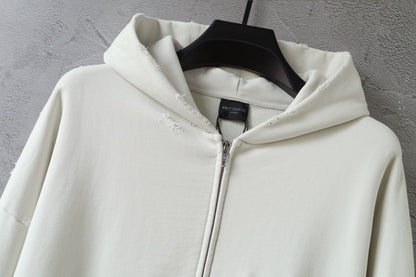 Balenciaga Back Zip-up Hoodie Regular Fit in Dirty White/blue