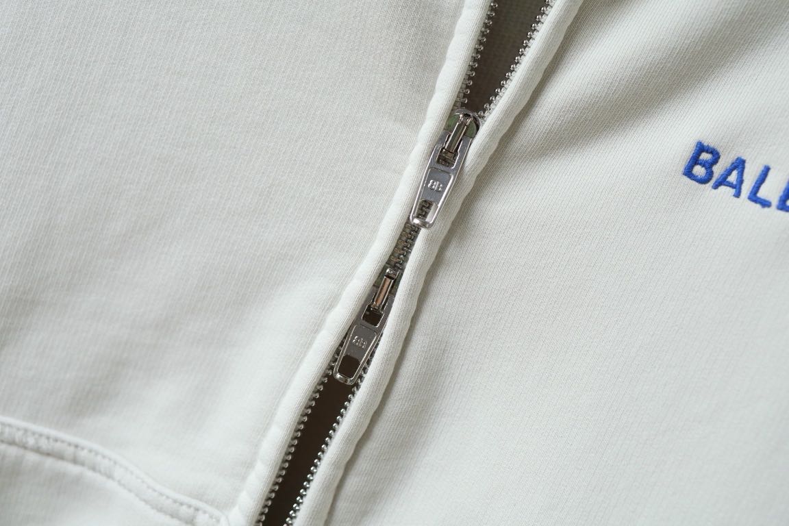 Balenciaga Back Zip-up Hoodie Regular Fit in Dirty White/blue