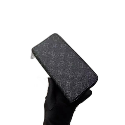 Louis Vuitton Monogram Eclipse Zippy Vertical M62295 Black Round Zipper Wallet