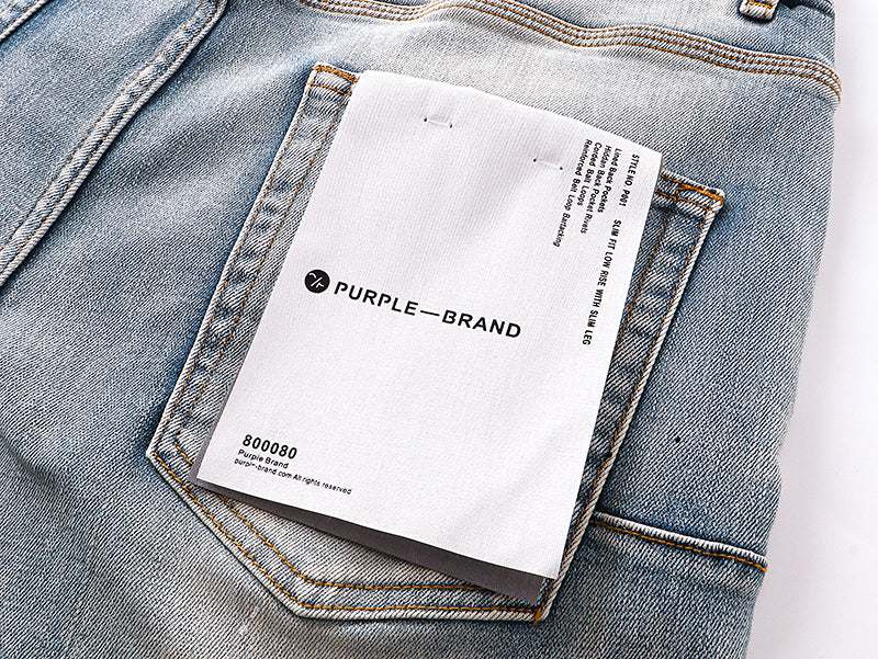PURPLE BRAND P002 MID Indigo Distressed Splay Jeans