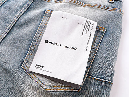 PURPLE BRAND P002 MID Indigo Distressed Splay Jeans