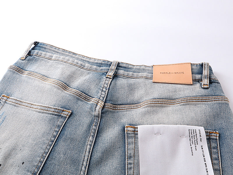 PURPLE BRAND P002 MID Indigo Distressed Splay Jeans