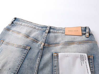 PURPLE BRAND P002 MID Indigo Distressed Splay Jeans