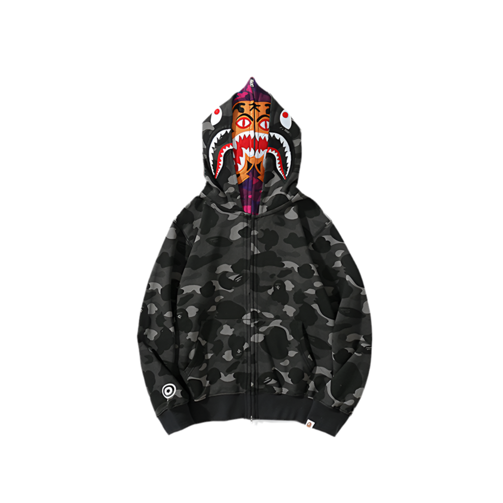 A Bathing Ape Color Camo Tiger Shark Full Zip Double Hoodie
