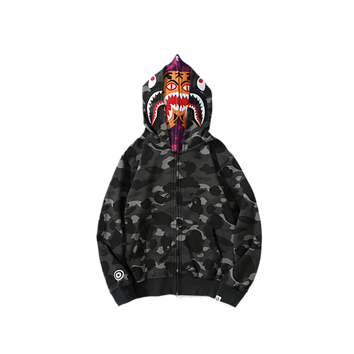 A Bathing Ape Color Camo Tiger Shark Full Zip Double Hoodie