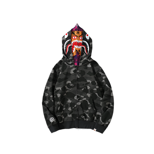 A Bathing Ape Color Camo Tiger Shark Full Zip Double Hoodie