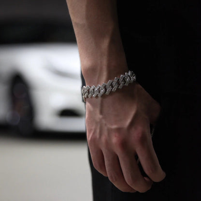 シルバー Iced Out プロング チェーン ブレスレット