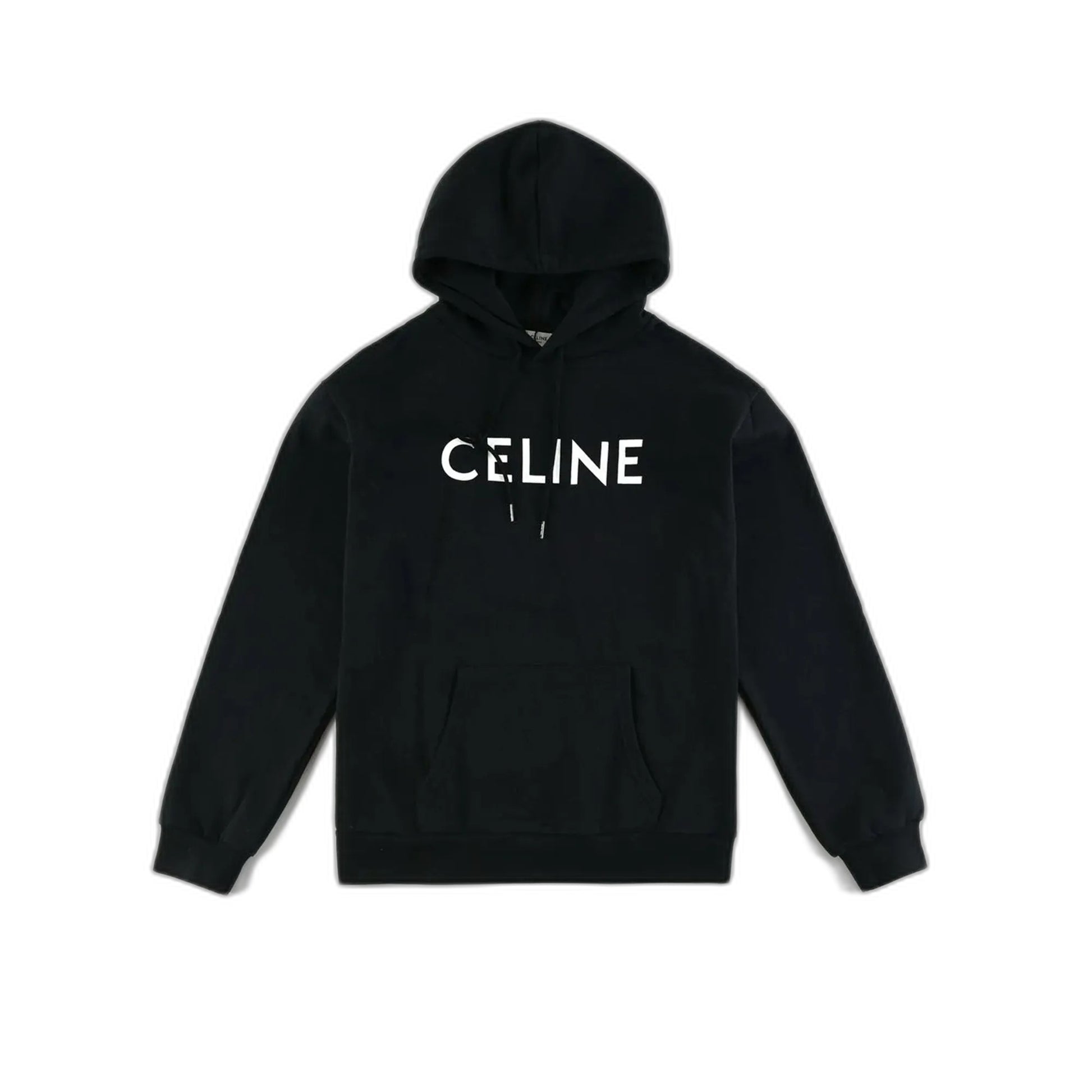 CELINE Logo Print Cotton Hoodie Sweatshirt "Black"