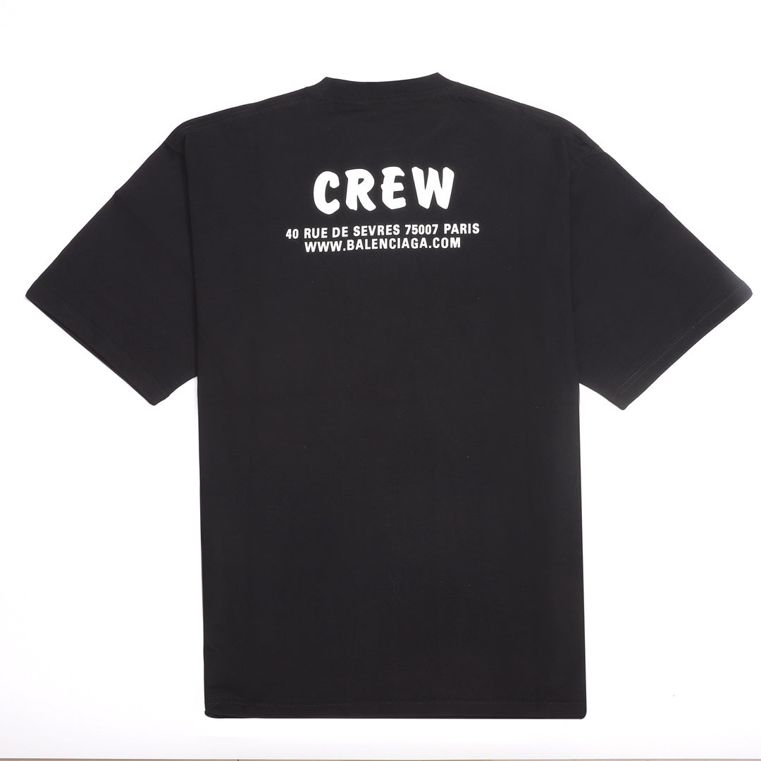 Balenciaga Crew Alphabet Printing Short Sleeve Black