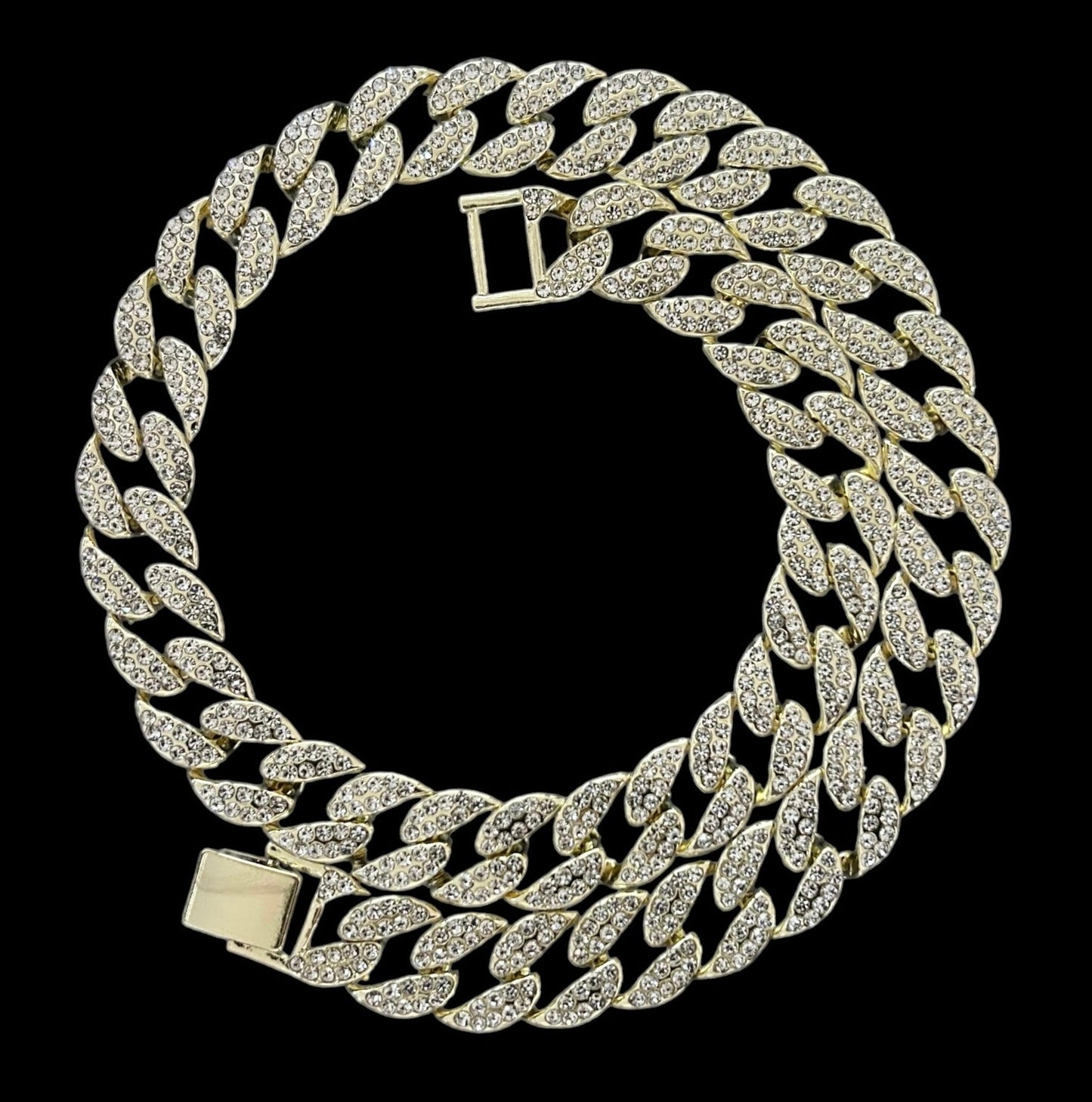 ゴールド Iced Out キューバン チェーン ネックレス