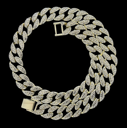 ゴールド Iced Out キューバン チェーン ネックレス