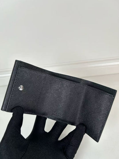 Prada Black Saffiano Triangle Wallet