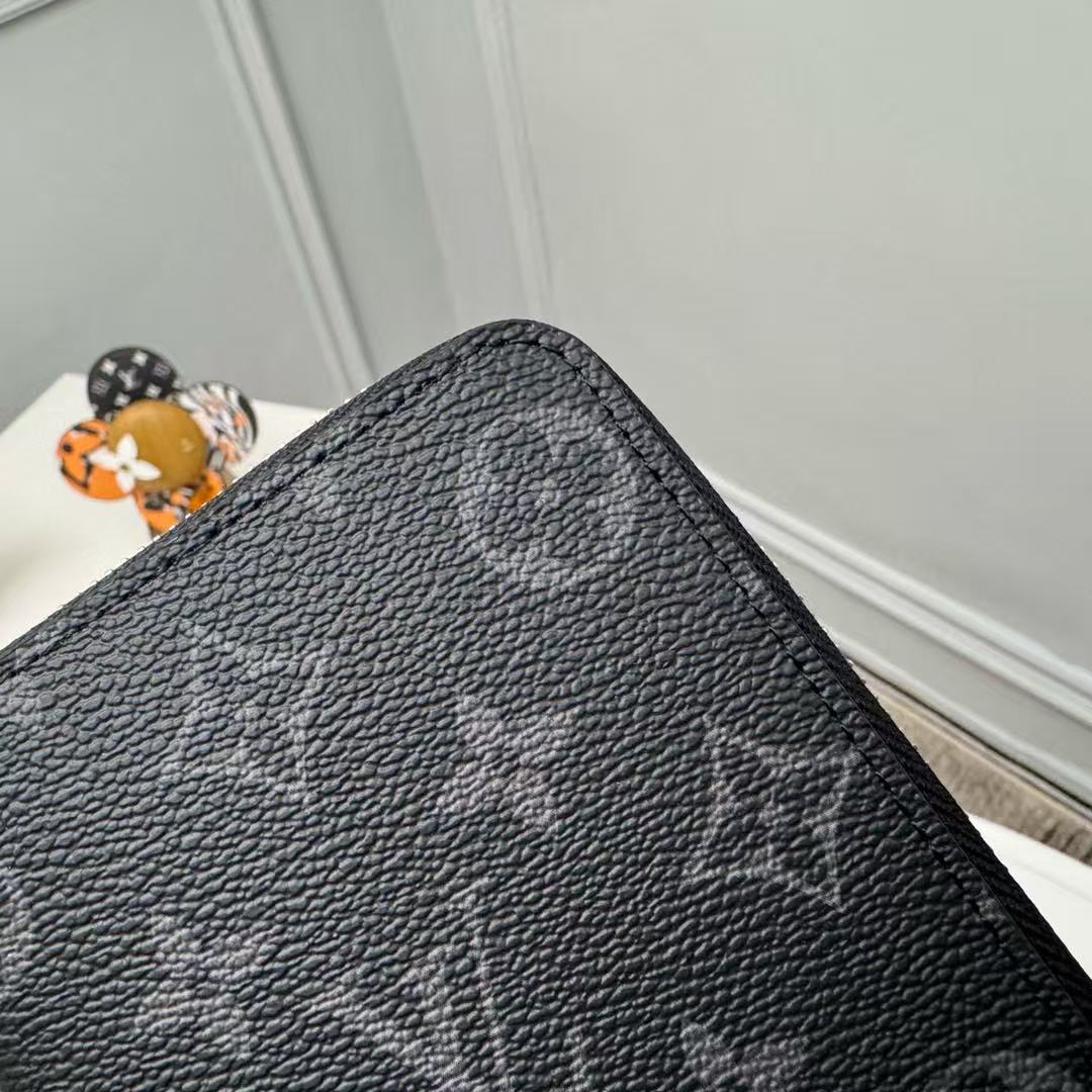 Louis Vuitton Monogram Eclipse Zippy Vertical M62295 Black Round Zipper Wallet