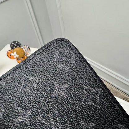 Louis Vuitton Monogram Eclipse Zippy Vertical M62295 Black Round Zipper Wallet