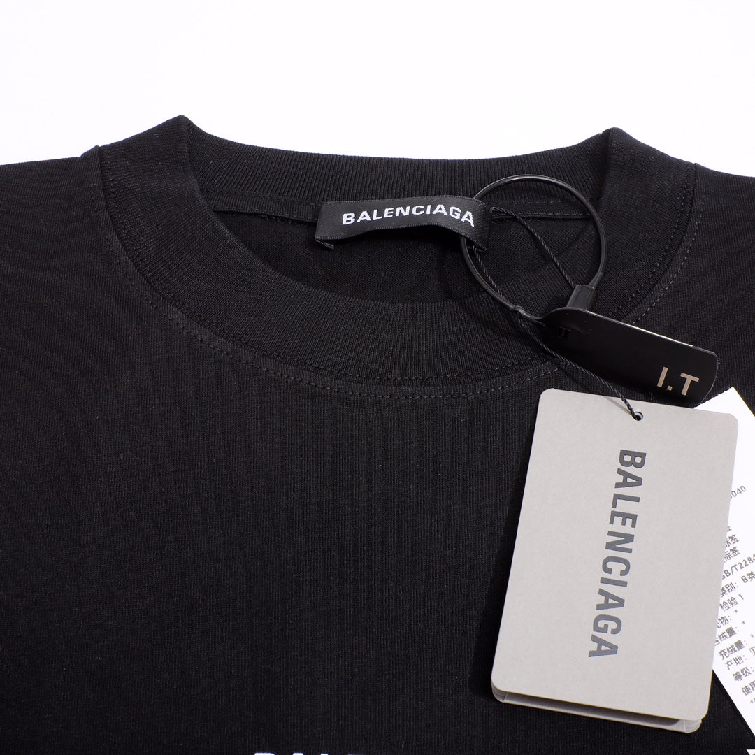 Balenciaga Crew Alphabet Printing Short Sleeve Black