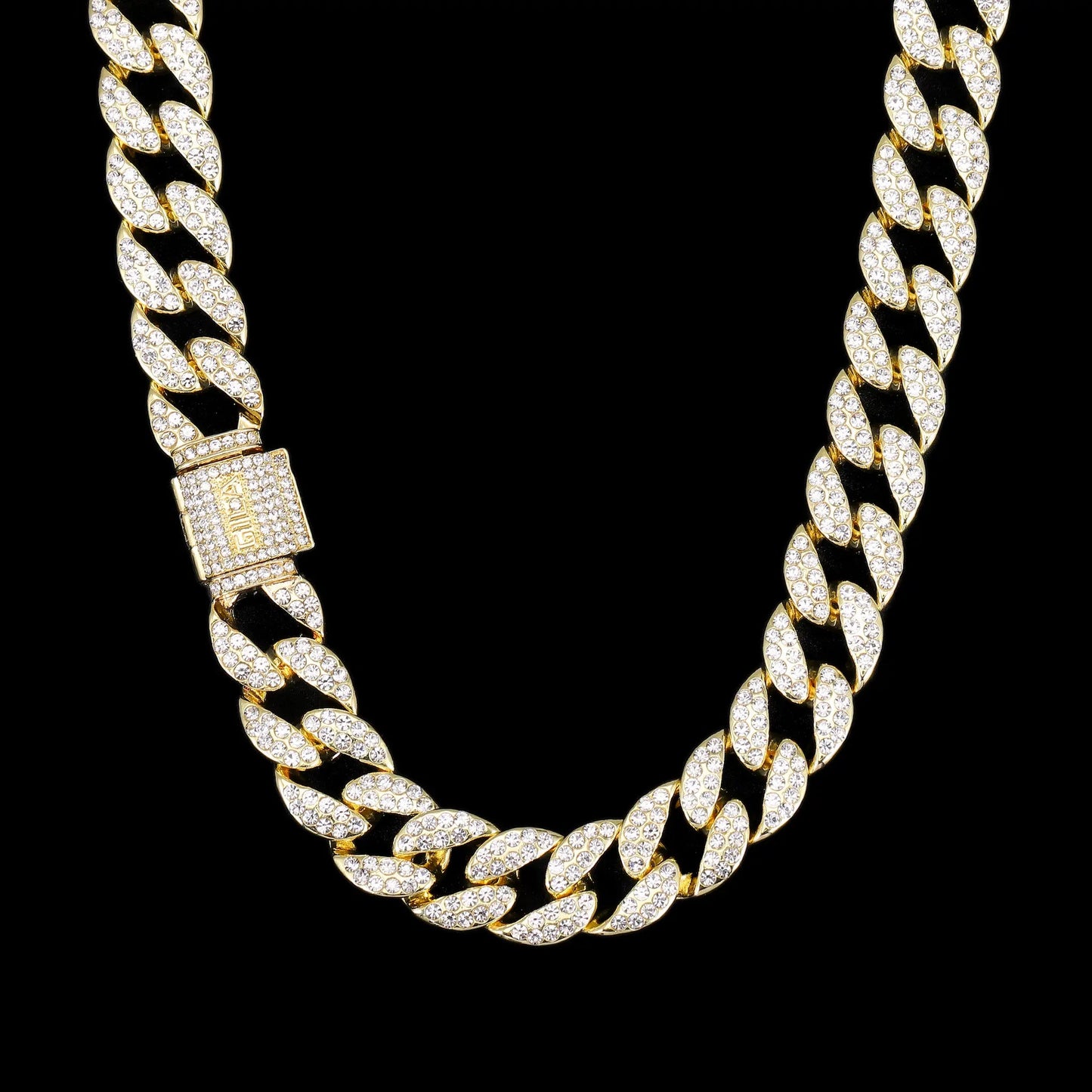 ゴールド Iced Out キューバン チェーン ネックレス