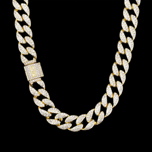 ゴールド Iced Out キューバン チェーン ネックレス