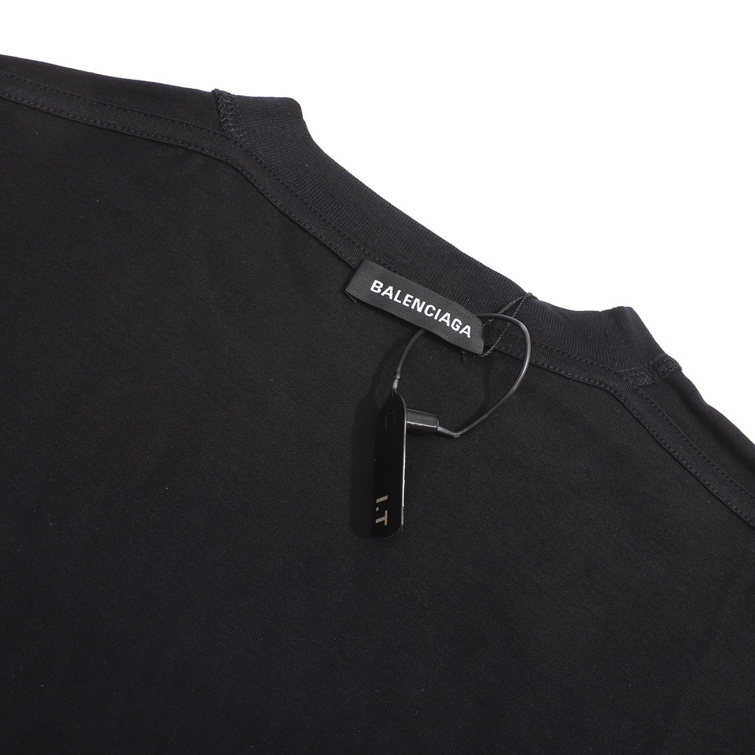 Balenciaga Crew Alphabet Printing Short Sleeve Black