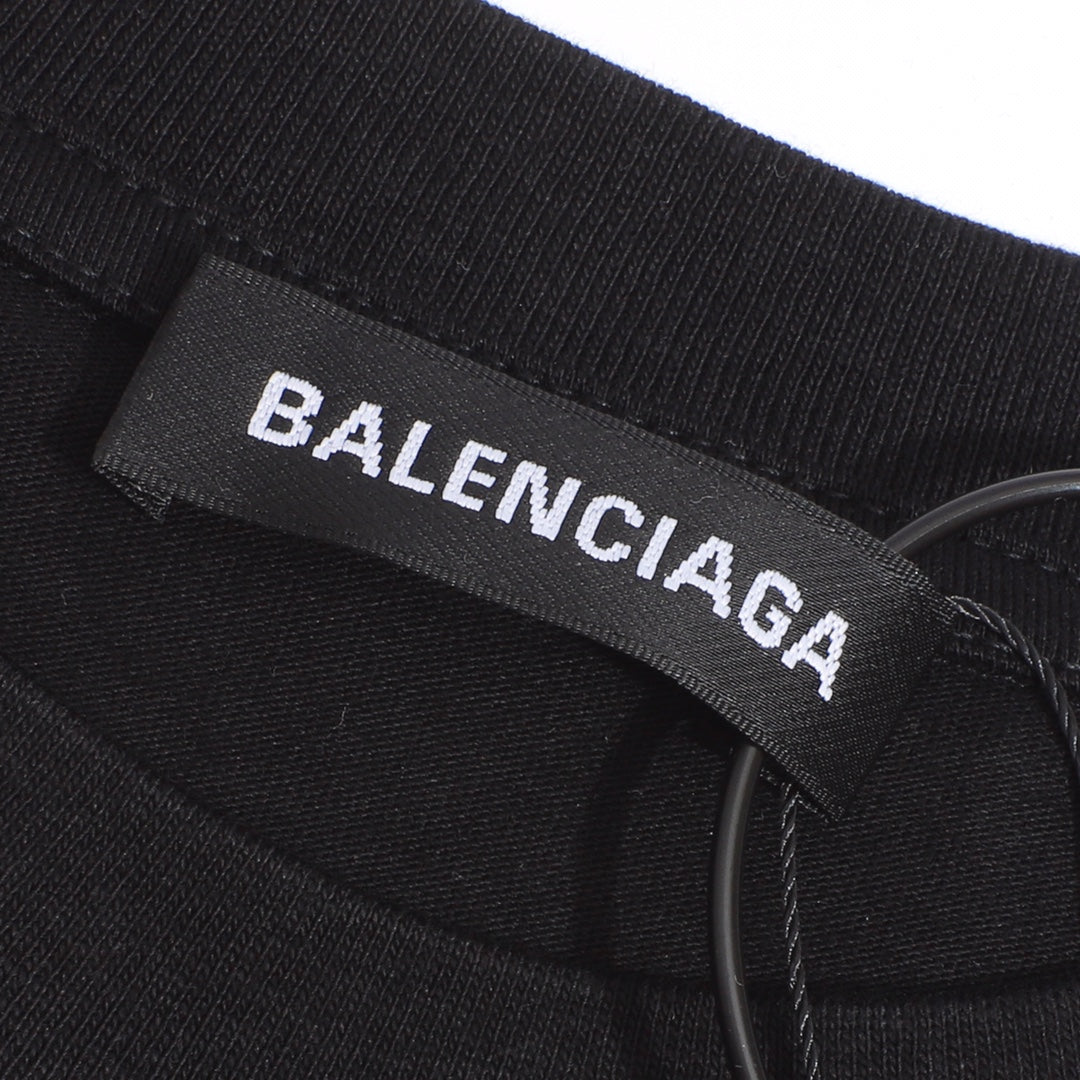 Balenciaga Crew Alphabet Printing Short Sleeve Black