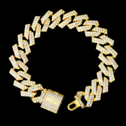 ゴールド Iced Out プロング チェーン ブレスレット