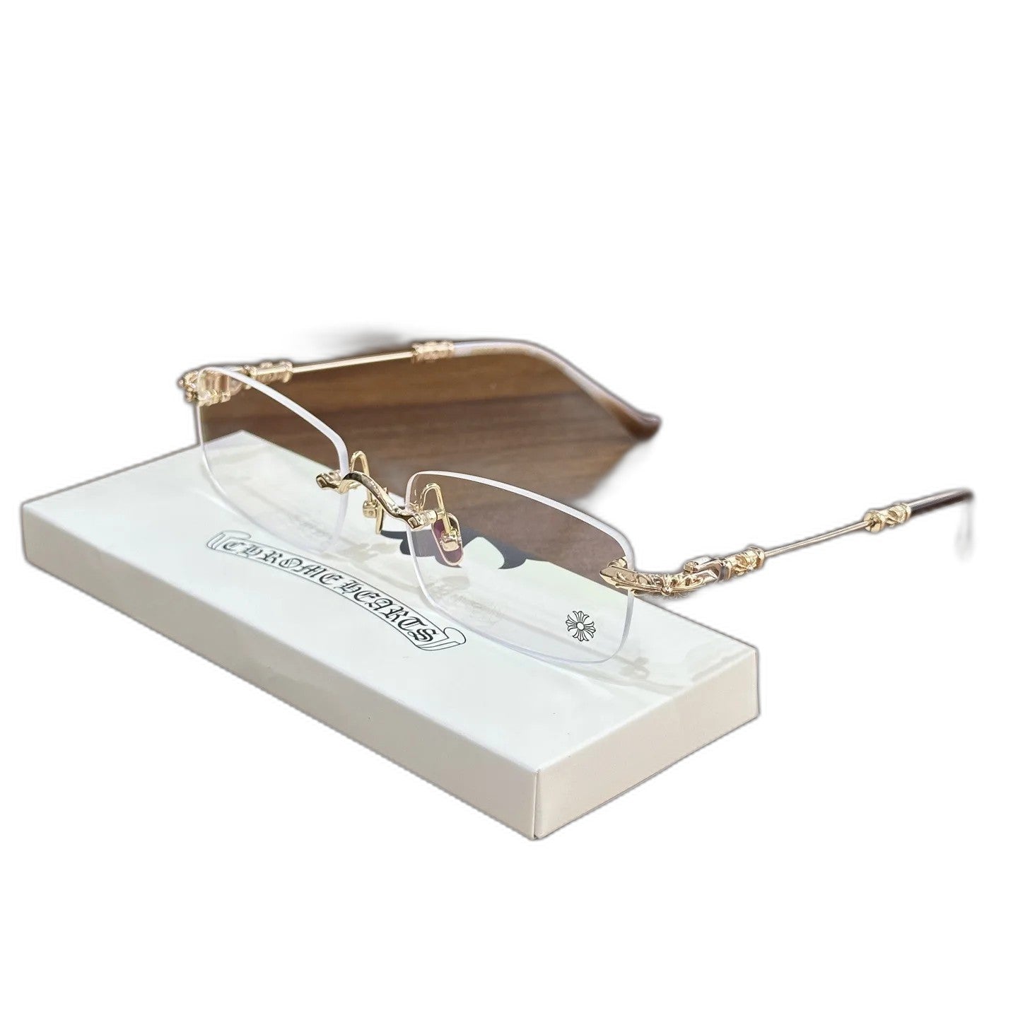 CHROME HEARTS Pills III Gold Plated Brown Bone Plastic