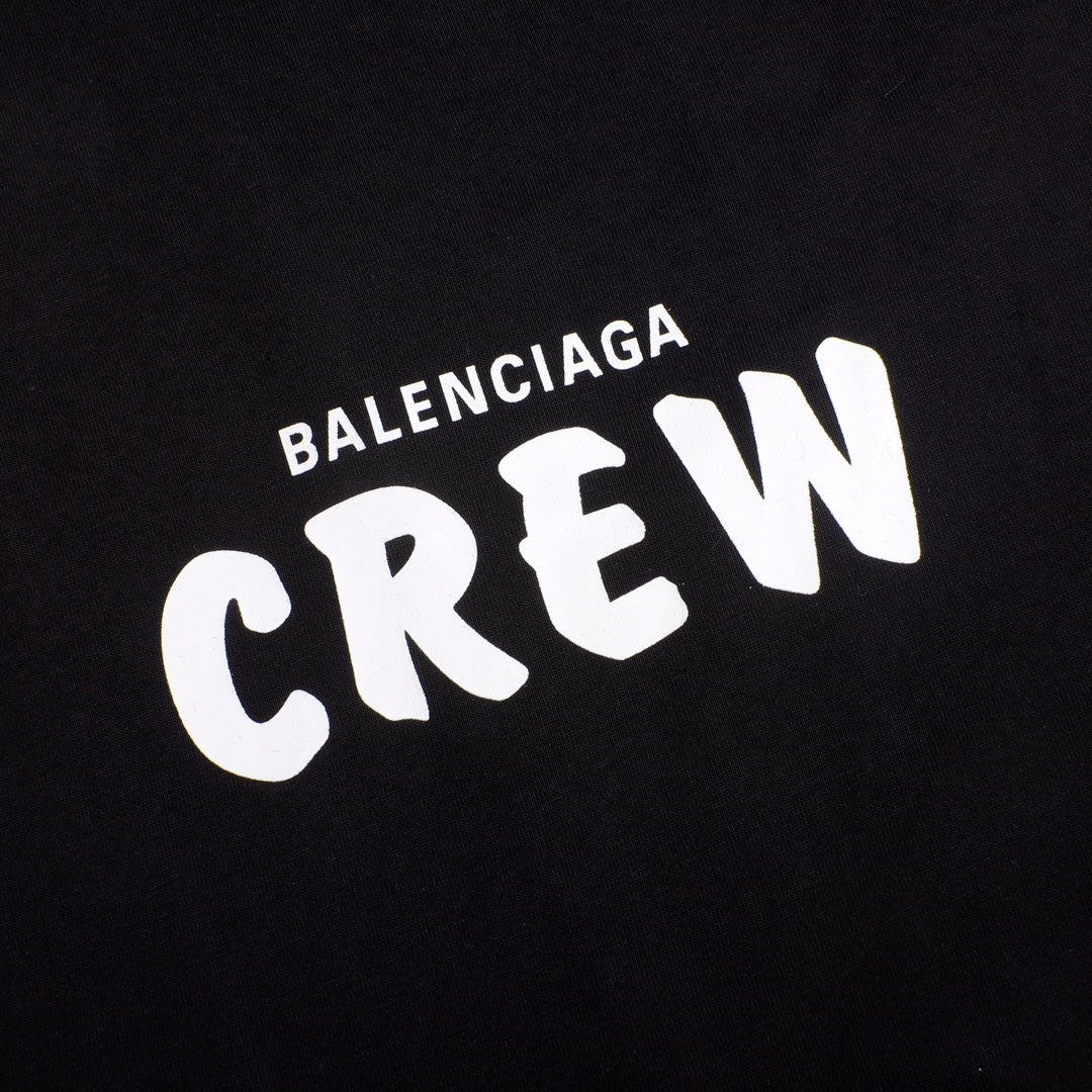 Balenciaga Crew Alphabet Printing Short Sleeve Black