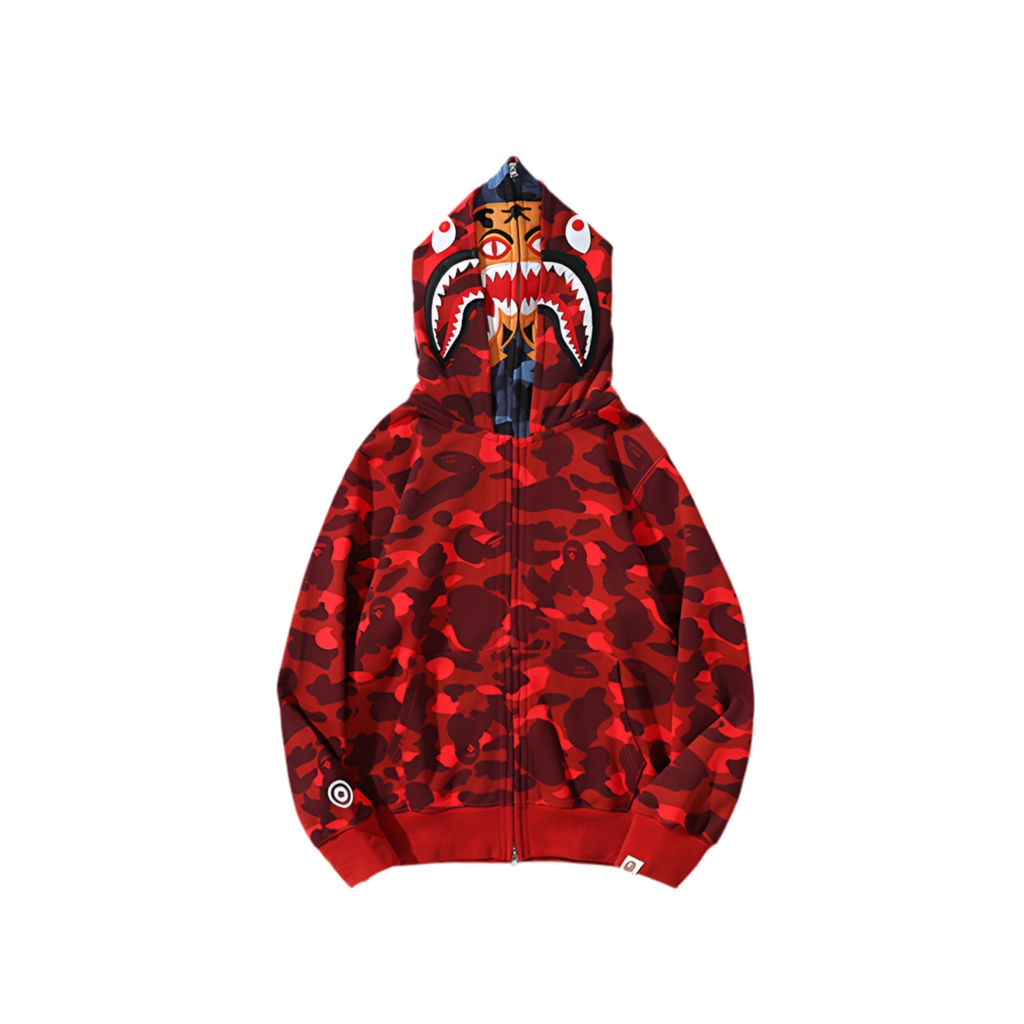 A Bathing Ape Color Camo Tiger Shark Full Zip Double Hoodie