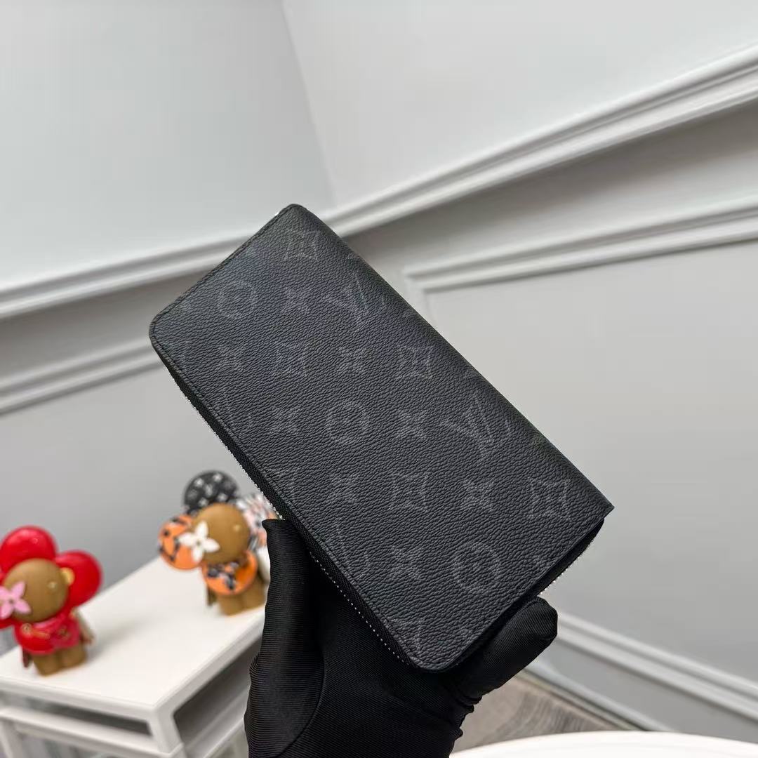 Louis Vuitton Monogram Eclipse Zippy Vertical M62295 Black Round Zipper Wallet