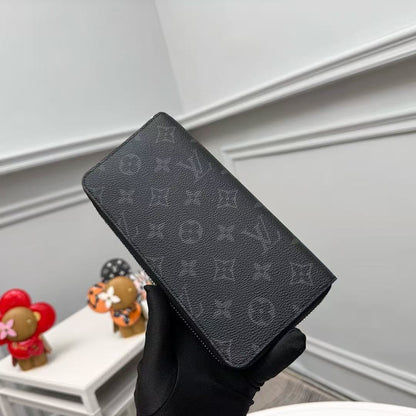 Louis Vuitton Monogram Eclipse Zippy Vertical M62295 Black Round Zipper Wallet