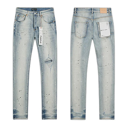 PURPLE BRAND P002 MID Indigo Distressed Splay Jeans