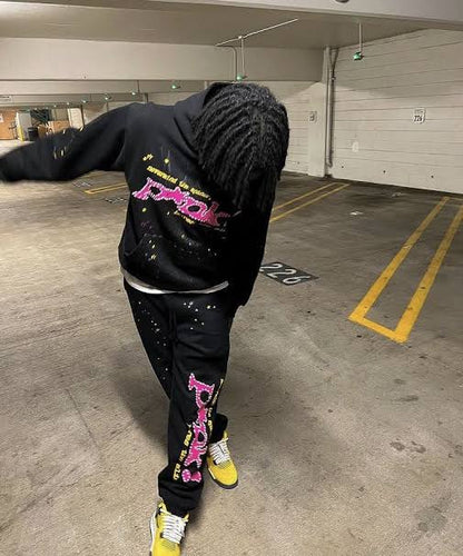 Sp5d3r P*NK BLACK スウェットパンツ