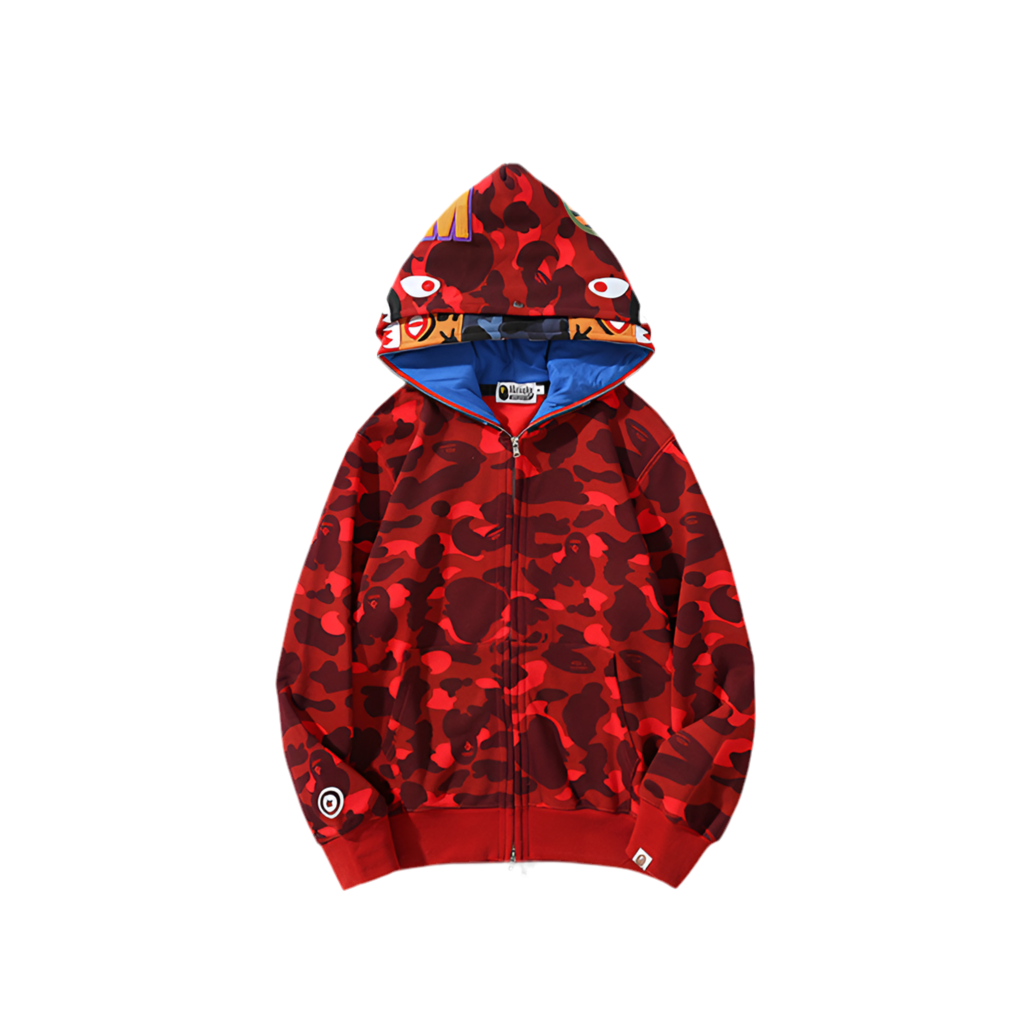 A Bathing Ape Color Camo Tiger Shark Full Zip Double Hoodie