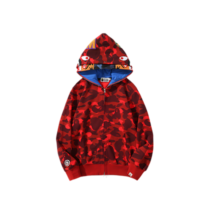 A Bathing Ape Color Camo Tiger Shark Full Zip Double Hoodie