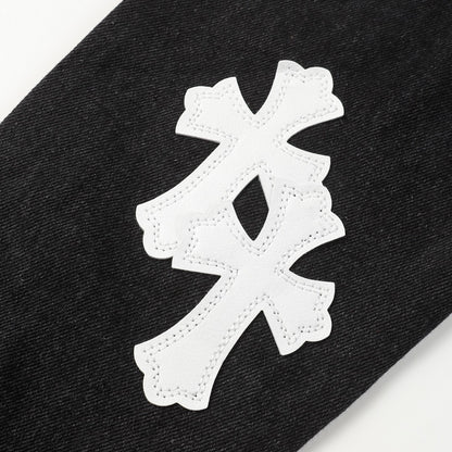 Chrome Hearts cross leather denim jacket